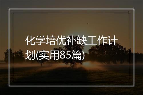 化学培优补缺工作计划(实用85篇)