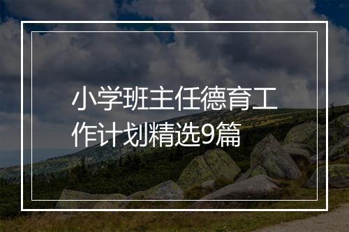 小学班主任德育工作计划精选9篇