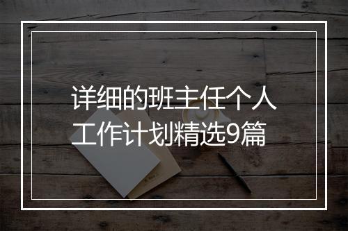 详细的班主任个人工作计划精选9篇