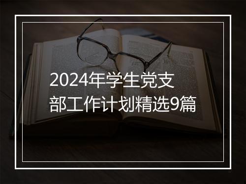 2024年学生党支部工作计划精选9篇