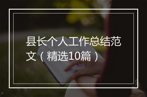 县长个人工作总结范文（精选10篇）
