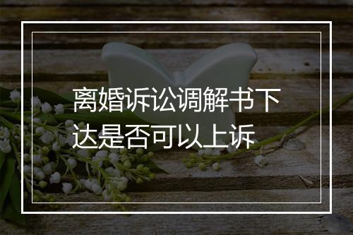 离婚诉讼调解书下达是否可以上诉
