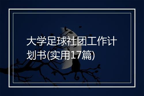 大学足球社团工作计划书(实用17篇)