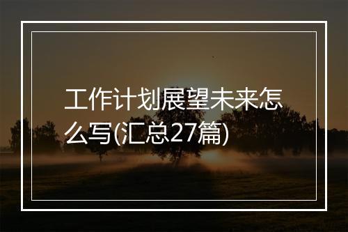 工作计划展望未来怎么写(汇总27篇)