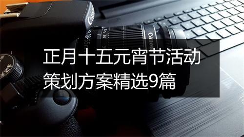 正月十五元宵节活动策划方案精选9篇