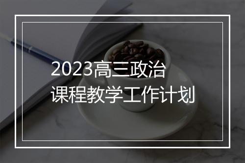 2023高三政治课程教学工作计划