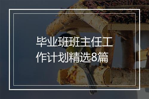 毕业班班主任工作计划精选8篇