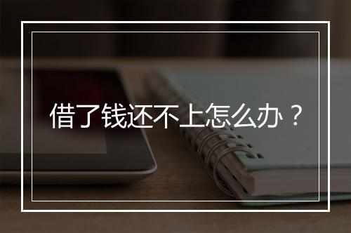 借了钱还不上怎么办？