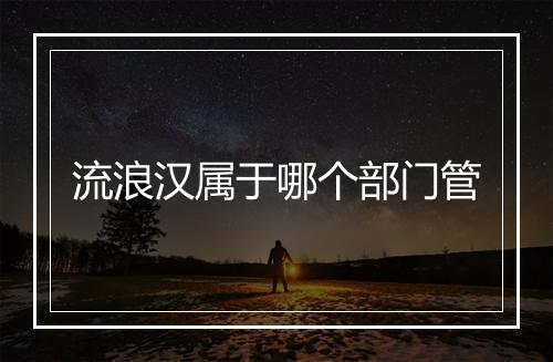 流浪汉属于哪个部门管