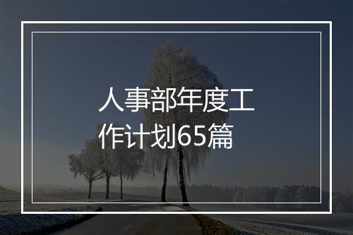 人事部年度工作计划65篇