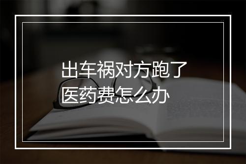 出车祸对方跑了医药费怎么办
