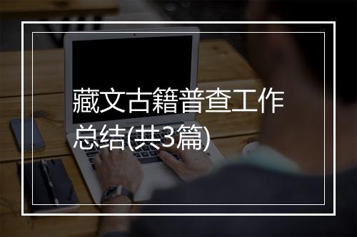 藏文古籍普查工作总结(共3篇)