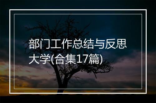 部门工作总结与反思大学(合集17篇)