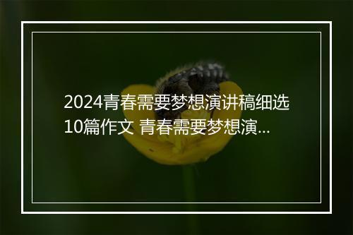 2024青春需要梦想演讲稿细选10篇作文 青春需要梦想演讲稿细选10篇