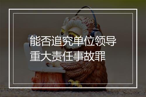 能否追究单位领导重大责任事故罪