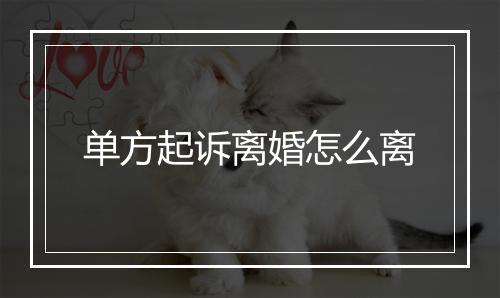 单方起诉离婚怎么离