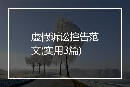 虚假诉讼控告范文(实用3篇)