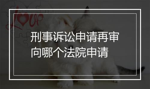刑事诉讼申请再审向哪个法院申请