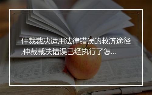 仲裁裁决适用法律错误的救济途径,仲裁裁决错误已经执行了怎么办