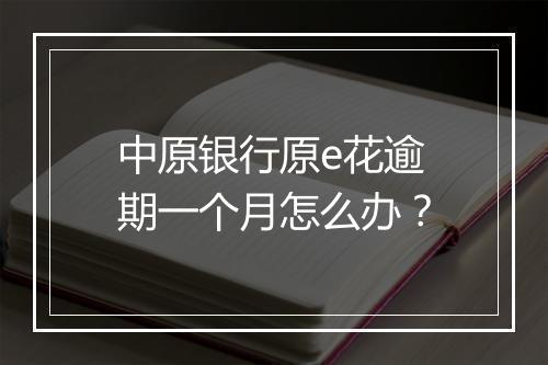 中原银行原e花逾期一个月怎么办？