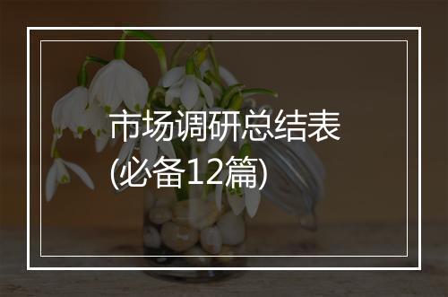 市场调研总结表(必备12篇)