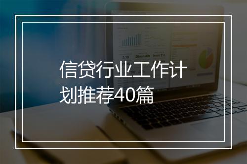 信贷行业工作计划推荐40篇