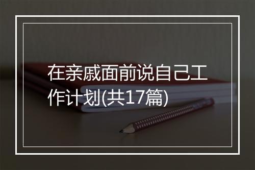 在亲戚面前说自己工作计划(共17篇)