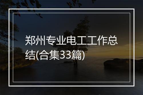 郑州专业电工工作总结(合集33篇)