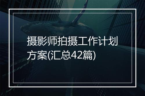 摄影师拍摄工作计划方案(汇总42篇)