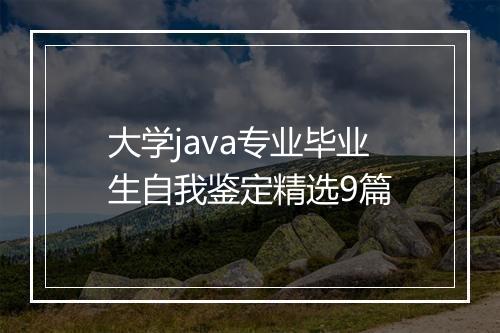 大学java专业毕业生自我鉴定精选9篇