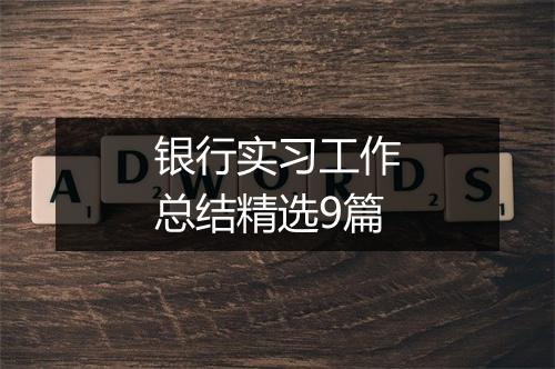 银行实习工作总结精选9篇