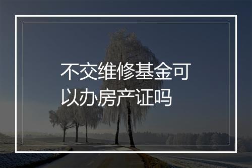 不交维修基金可以办房产证吗