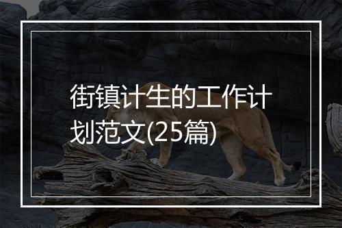 街镇计生的工作计划范文(25篇)