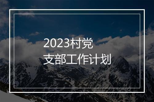 2023村党支部工作计划