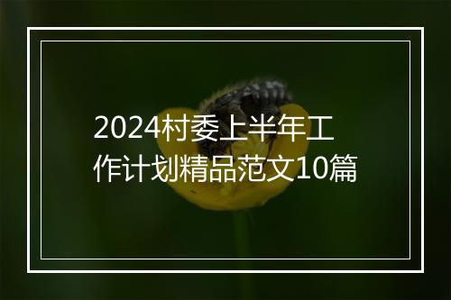 2024村委上半年工作计划精品范文10篇