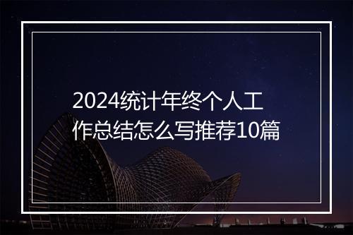 2024统计年终个人工作总结怎么写推荐10篇