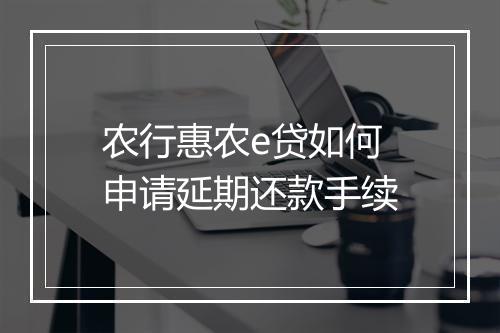 农行惠农e贷如何申请延期还款手续