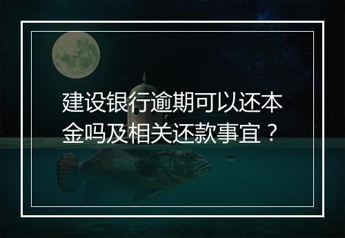 建设银行逾期可以还本金吗及相关还款事宜？