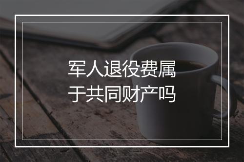 军人退役费属于共同财产吗