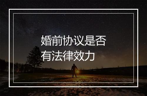 婚前协议是否有法律效力
