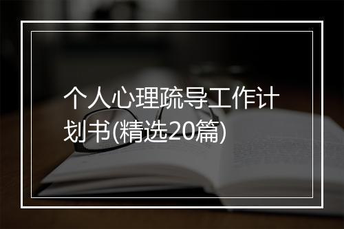 个人心理疏导工作计划书(精选20篇)
