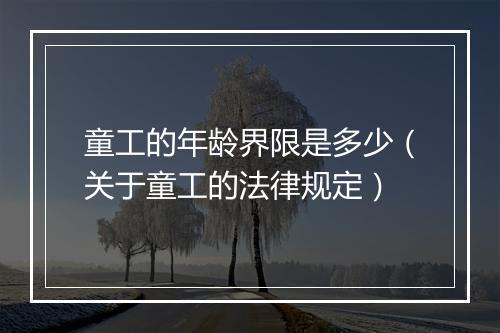 童工的年龄界限是多少（关于童工的法律规定）