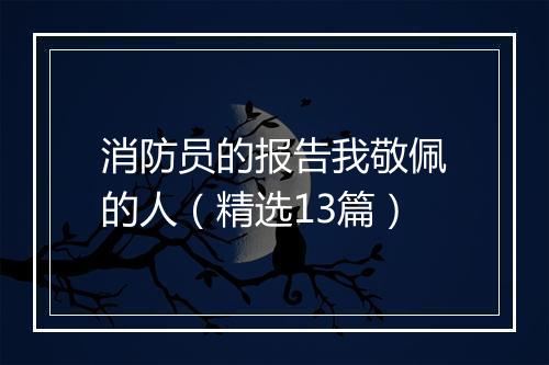 消防员的报告我敬佩的人（精选13篇）