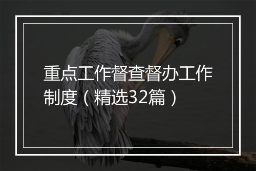 重点工作督查督办工作制度（精选32篇）