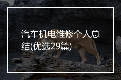 汽车机电维修个人总结(优选29篇)