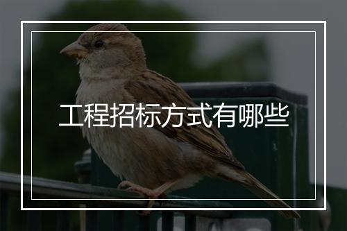 工程招标方式有哪些