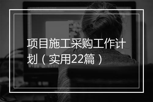项目施工采购工作计划（实用22篇）