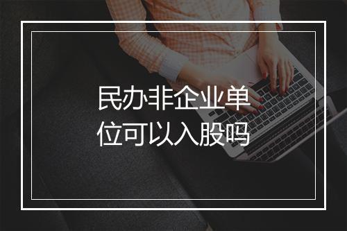 民办非企业单位可以入股吗
