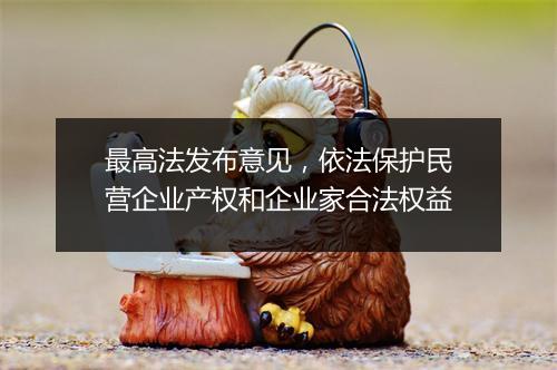 最高法发布意见，依法保护民营企业产权和企业家合法权益