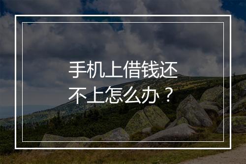 手机上借钱还不上怎么办？
